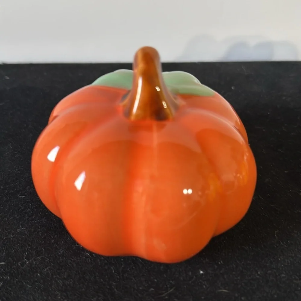 Vibrant Mini Orange Ceramic Pumpkin 3 Inches